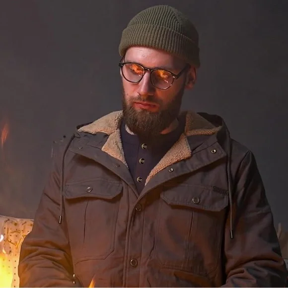 Hooded Jacket Hooded Coat Sherpa Lined Jacket - Picture 4 of 5